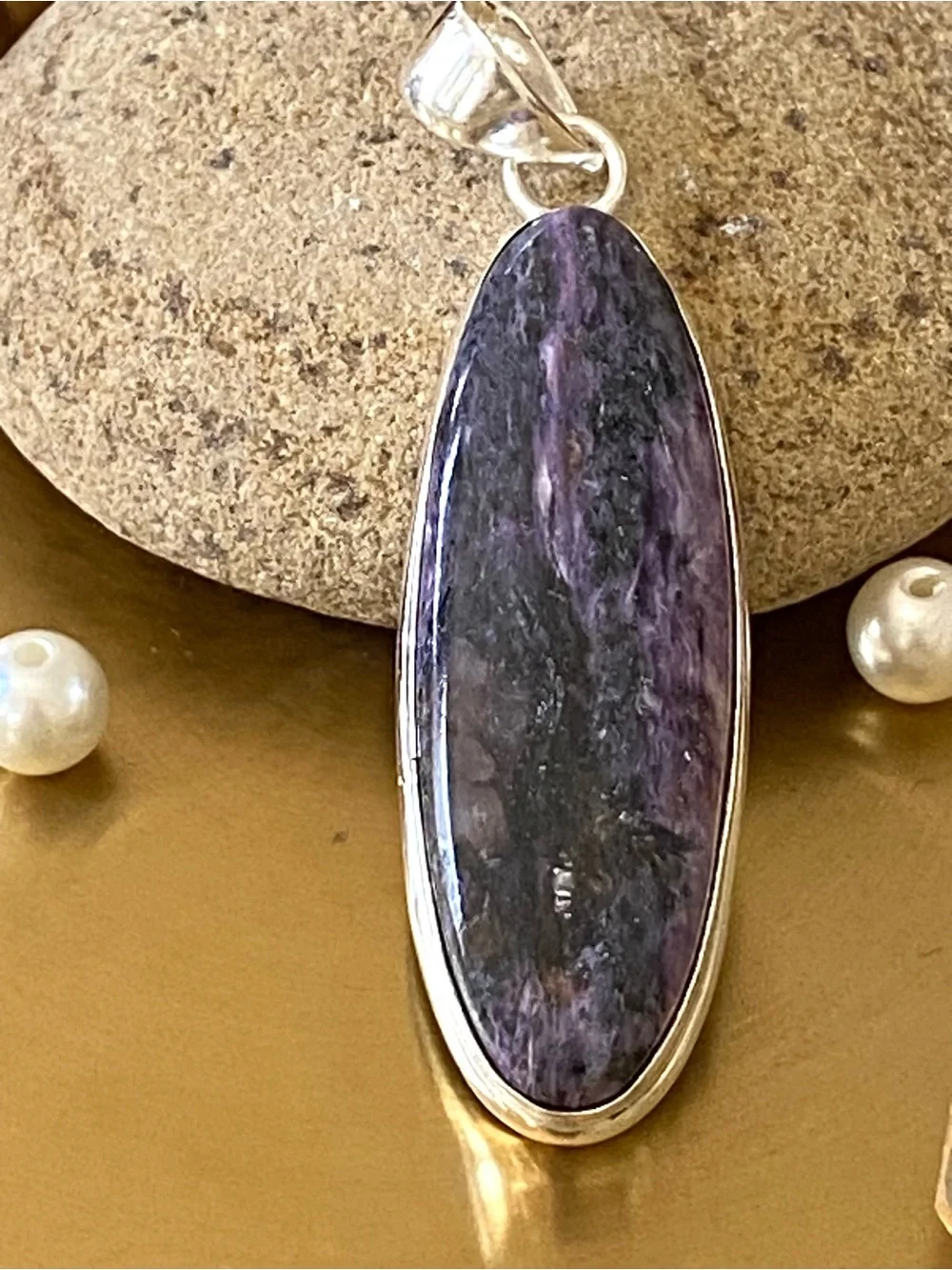 Natural Russian Charoite Hand Crafted Pendant